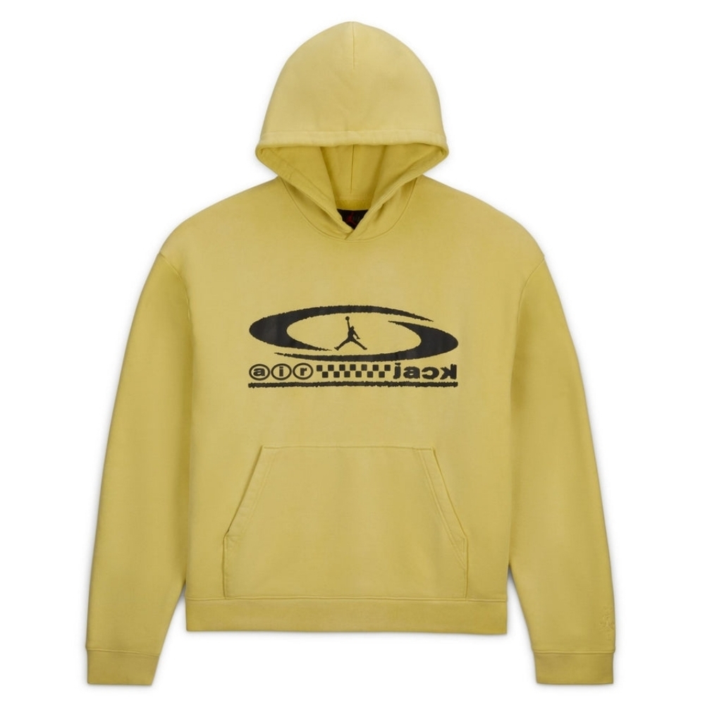 Travis Scott Cactus Jack Air Jordan Yellow Hoodie with Black Graphic Size Large